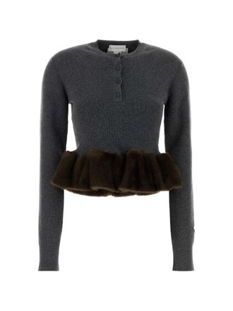 Stella McCartney Stella Mccartney Jersey de lana con detalle de piel sint&eacute;tica