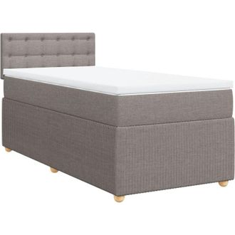 vidaXL Cama Box Spring Con Colch&oacute;n Tela Gris Taupe 100x200 Cm Vidaxl