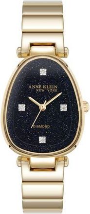 Anne Klein Diamond Dial Three Hand Quartz Bracelet Watch, 26mm x 38mm in Goldtone/Black at Nordstrom Rack