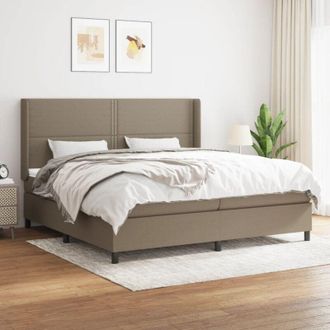 vidaXL Vidaxl - Cama Box Spring Con Colch&oacute;n Tela Gris Taupe 200x200 Cm