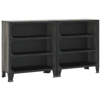 Berkfield Home Storage Cabinets 2 pcs Grey 72x36x82 cm Metal & MDF | Size: 72 x 36 x 82 cm