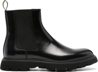 Doucal's Zwarte Leren Beatles Stijl Instappers - Heren - Chelseaboots - Zwart - 42 EU - Leer - Schoenen