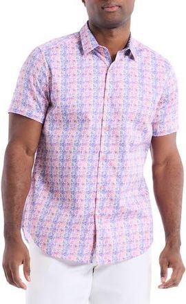 Robert Graham Formby Short Sleeve Cotton Button-Up Shirt in Pink at Nordstrom Rack, Size Small