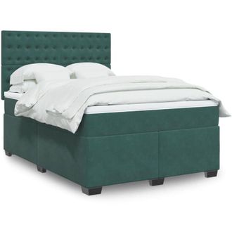 vidaXL Vidaxl - Cama Box Spring Con Colch&oacute;n Terciopelo Verde Oscuro 160x200 Cm