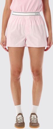 Sporty & Rich Pantaloncini a righe in cotone con vita elasticizzata logata