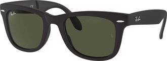 Ray-Ban RB4105 Wayfarer Folding Sunglasses 54mm, Black/Crystal green Classic, 54 mm