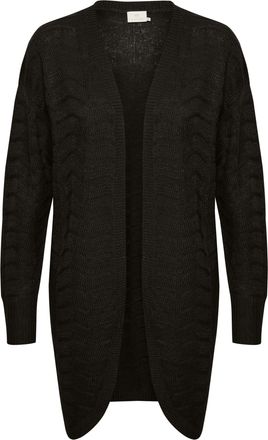 Kaffe Womens Knitted Cardigan Knitwear Mid Thigh Long Sleeves Sweater, Black Deep, XXL
