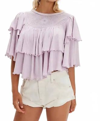 Free People Embroidered Ruffled Top In Orchid Hush