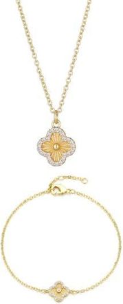 Adornia Fluted Clover Bracelet & Necklace Set in Gold at Nordstrom Rack