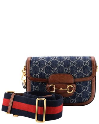 Gucci Horsebit 1955 Shoulder Bag Gg Denim Mini (Authentic Pre-Loved)