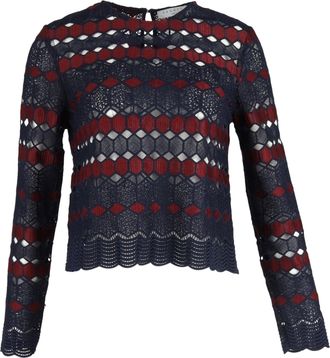 Sandro Sandro Lace Blouse in Navy Blue Polyester