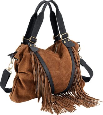 Heine Umh&auml;ngetasche HEINE, Damen, Gr. B/H/T: 36cm x 46cm x 7cm, braun (nougat), Leder, gemustert, mehrfarbig, Taschen Umh&auml;ngetasche