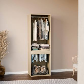Sweeek Modular Open Wardrobe Rail Unit in Light Brown