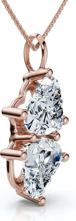 Pompeii3 4Ct Certified Toi Et Moi Heart Shape Pendant 14k Gold Necklace Lab Grown