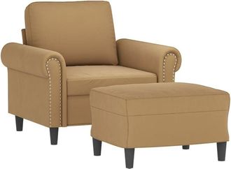 vidaXL Sillón con taburete terciopelo marrón 60 cm Vidaxl