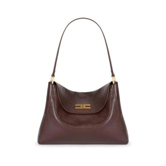 Elisabetta Franchi Tassen, Dames, Bruin, ONE Size, Leer, Avenue Bag Medium Hobo