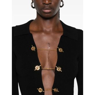 Elisabetta Franchi Ribbed Knit with Toggle Closure Dress - Black
