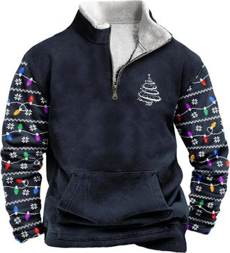 Generic Christmas Sweatshirts for Men, Festive Holiday Pullovers with Merry Christmas Prints, Cozy Winter Tops (UK, Alpha, XXL, Regular, Regular, Christmas 13