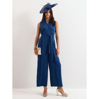 Phase Eight Maisley Pleated Cropped Jumpsuit in Indigo at Nordstrom, Size 10