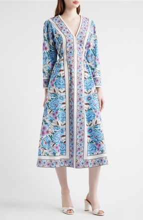 Cleobella Blanche Print Long Sleeve Organic Cotton Midi Dress in Fluora Print at Nordstrom, Size X-Large