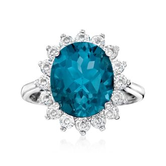 Ross-Simons London Blue Topaz and White Topaz Ring in Sterling Silver