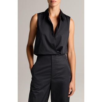 Vince Sleeveless Button-Up Shirt in Ink at Nordstrom, Size Xx-Small