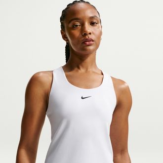 Nike Womens Swoosh Medium-Support Padded Sports Bra Tank Top in White | DV9897-100