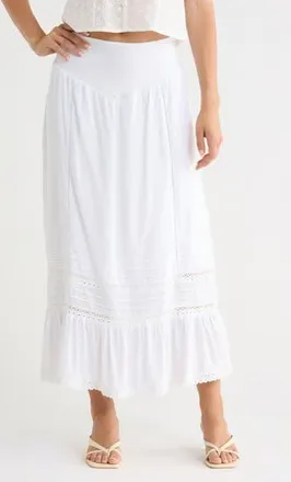 Vigoss Ruffle Maxi Skirt in White at Nordstrom Rack, Size Medium