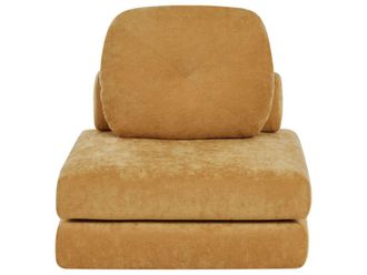 Beliani Sof&aacute; cama individual Chenilla Mostaza