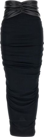 Andamane Black Ursula Draped Jersey Midi Skirt