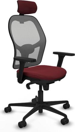 Piqueras y Crespo Piqueras Y Crespo - Jorquera Sincro Malla Gris Similpiel Granate Brazos 3d Base Nailon Cabecero 2d Ruedas 65mm Nailon