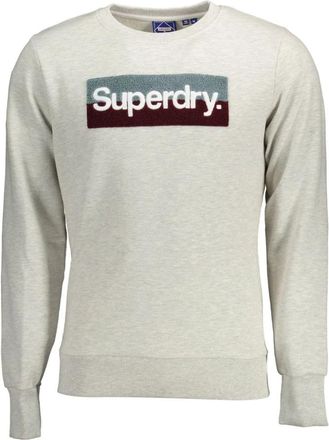 Superdry Grijze Sweatshirt met lange mouwen en ronde hals Geborduurd logo - Heren - Sweatshirts - Grijs - 2XL - Hoodies & sweatvesten