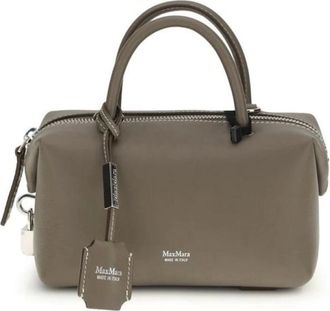 Max Mara Handbags, female, Gray, Size: ONE SIZE Leather Boston Bag