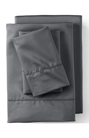Lands End 700 Thread Count Luxe Sateen Egyptian Cotton No Iron Bed Pillowcases in Dark Gray Sky at Nordstrom, Size Standard