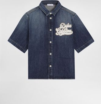 Dolce & Gabbana Denim Shirt With Patch - Man Multi-colored 10 Years