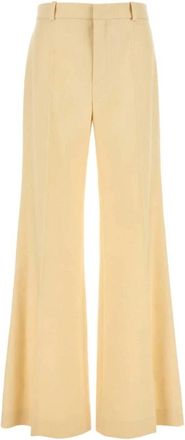 Chlo&eacute; Canvas Broek met Wijde Pijpen - Dames - Wijde Broeken - Geel - M - Wol - Broeken