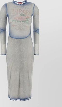 Diesel cotton dress contrast trim crew neck midi