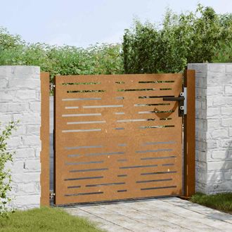 Berkfield Home Beautiful Garden Gate 105x105 cm Corten Steel Square Design in Brown