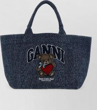Ganni cabas medium denim tote bag