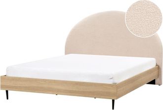Beliani Cama Moderna Con Cabecero Tapizado De Boucl&eacute; Beige 180 X 200 Cm Millay