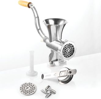 OEM Picadora De Carne N.&deg; 8 - Picadora De Carne Con Cuchilla, Apta Para Carne Y Verduras, Con Accesorio Para Reposter&iacute;a Y Varilla De Empuje - Aluminio