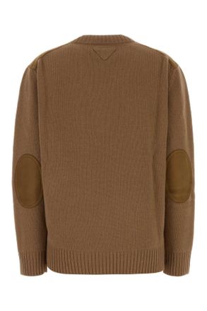 Prada Womens Camel Wool Blend Sweater Cammello+tabacco Wswv-Agnello Maglieria