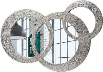 None Pintdecor Specchio Circles Piccola Specchiera sagomata, legno composito, Argento, Oro, 74 x 50 cm, Made in Italy