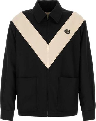Valentino Garavani Bomber Jackets, male, Black, Size: XL Nylon Gabardine Jacket with Inlaid V and VLogo Patch