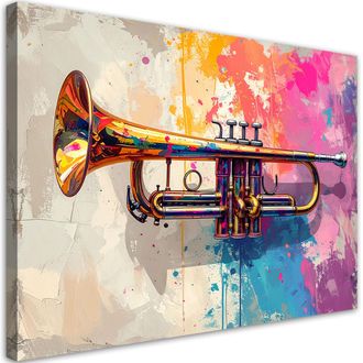 Feeby Cuadro En Lienzo, Trompeta De Colores, 100x70