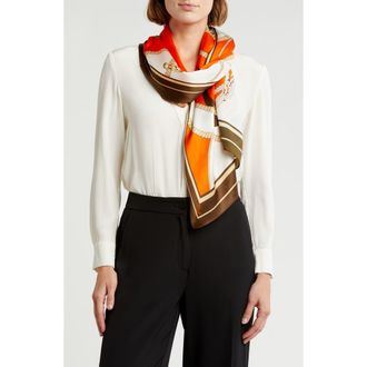 La Fiorentina Chain & Rope Print Silk Scarf in Orange at Nordstrom Rack