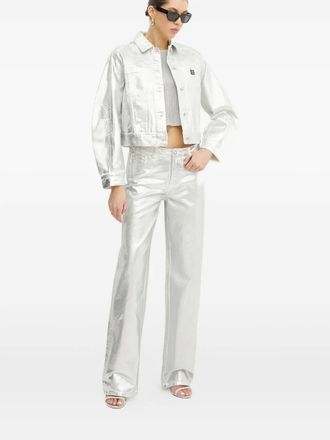 A|X Armani Exchange metallic-finish straight-leg jeans - women - Cotton - 25 - Grey