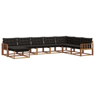 vidaXL Conjunto De Sof&aacute;s De Exterior Con Coj&iacute;n 8 Pcs Natural Y Negro Vidaxl