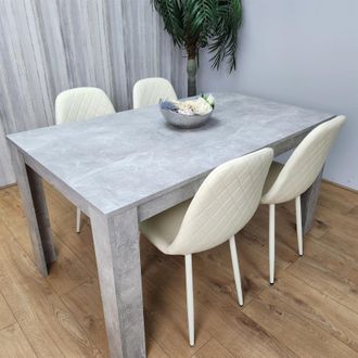 Kosy Koala Wooden Rectangle Dining Table Set - Dining Table with Set of 4 Cream Chairs - Dining Room Furniture in Brown