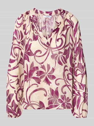 Zabaione Regular Fit Bluse mit V-Ausschnitt in Fuchsia, Größe XXL